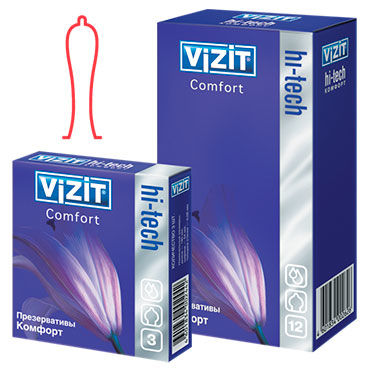 Vizit Hi-Tech Comfort - Презервативы анатомической формы - купить в секс шопе Vizit Hi-Tech Comfort - Презервативы анатомической формы - купить в секс шопе