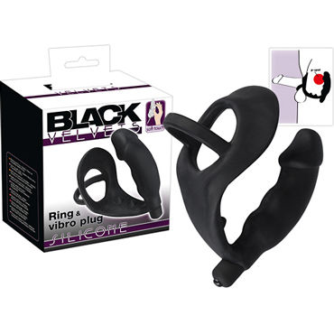 Orion Black Velvets Cock Ring with Vibration, черное, Анальная вибровтулка с кольцом для пениса Orion Black Velvets Cock Ring with Vibration, черное, Анальная вибровтулка с кольцом для пениса