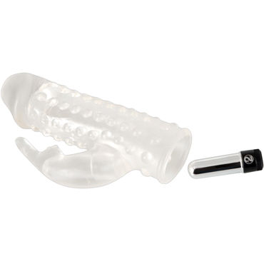 You2Toys Vibrating Xtension with Clit-Rabbit, прозрачная - Насадка на пенис с клиторальным вибростимулятором - купить в секс шопе You2Toys Vibrating Xtension with Clit-Rabbit, прозрачная - Насадка на пенис с клиторальным вибростимулятором - купить в секс шопе