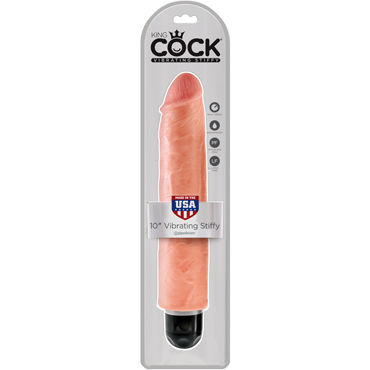 Pipedream King Cock 10'' Vibrating Stiffy, телесный, Вибратор-реалистик водонепроницаемый Pipedream King Cock 10'' Vibrating Stiffy, телесный, Вибратор-реалистик водонепроницаемый