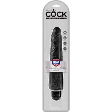 Pipedream King Cock 9'' Vibrating Stiffy, черный, Вибратор-реалистик водонепроницаемый Pipedream King Cock 9'' Vibrating Stiffy, черный, Вибратор-реалистик водонепроницаемый