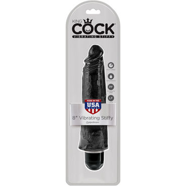 Pipedream King Cock 8'' Vibrating Stiffy, черный, Вибратор-реалистик водонепроницаемый Pipedream King Cock 8'' Vibrating Stiffy, черный, Вибратор-реалистик водонепроницаемый