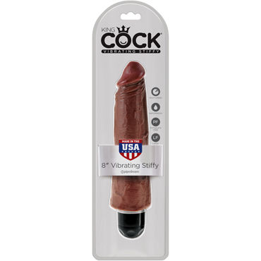 Pipedream King Cock 8'' Vibrating Stiffy, коричневый, Вибратор-реалистик водонепроницаемый Pipedream King Cock 8'' Vibrating Stiffy, коричневый, Вибратор-реалистик водонепроницаемый