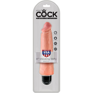 Pipedream King Cock 8'' Vibrating Stiffy, телесный, Вибратор-реалистик водонепроницаемый Pipedream King Cock 8'' Vibrating Stiffy, телесный, Вибратор-реалистик водонепроницаемый