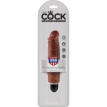Pipedream King Cock 7'' Vibrating Stiffy, коричневый, Вибратор-реалистик водонепроницаемый Pipedream King Cock 7'' Vibrating Stiffy, коричневый, Вибратор-реалистик водонепроницаемый