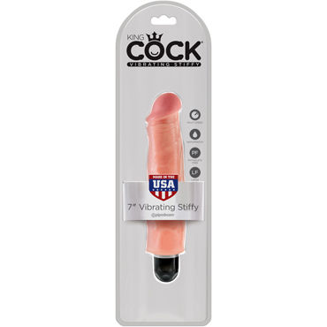 Pipedream King Cock 7'' Vibrating Stiffy, телесный, Вибратор-реалистик водонепроницаемый Pipedream King Cock 7'' Vibrating Stiffy, телесный, Вибратор-реалистик водонепроницаемый