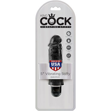 Pipedream King Cock 5'' Vibrating Stiffy, черный, Вибратор-реалистик водонепроницаемый Pipedream King Cock 5'' Vibrating Stiffy, черный, Вибратор-реалистик водонепроницаемый