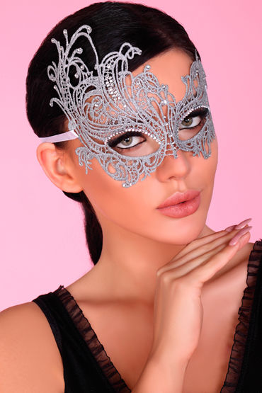 LivCo Corsetti Mask Model 1 Silver, серебристая, Ажурная маска со стразами LivCo Corsetti Mask Model 1 Silver, серебристая, Ажурная маска со стразами