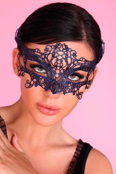 LivCo Corsetti Mask Model 2 Blue, синяя, Ажурная маска на глаза LivCo Corsetti Mask Model 2 Blue, синяя, Ажурная маска на глаза