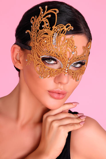 LivCo Corsetti Mask Model 1 Golden, золотая, Ажурная маска со стразами LivCo Corsetti Mask Model 1 Golden, золотая, Ажурная маска со стразами