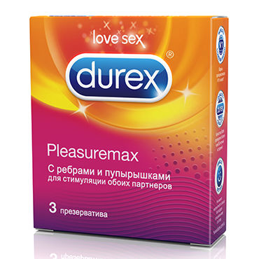 Durex Pleasuremax, 3 шт, Презервативы с кольцами и пупырышками Durex Pleasuremax, 3 шт, Презервативы с кольцами и пупырышками