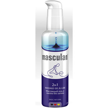 Masculan Massage Gel & Lube Basic Natural, 130 мл, Средство 2в1 без запаха Masculan Massage Gel & Lube Basic Natural, 130 мл, Средство 2в1 без запаха