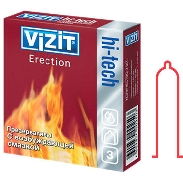 Vizit Hi-Tech Erection - Презервативы с возбуждающей смазкой - купить в секс шопе Vizit Hi-Tech Erection - Презервативы с возбуждающей смазкой - купить в секс шопе