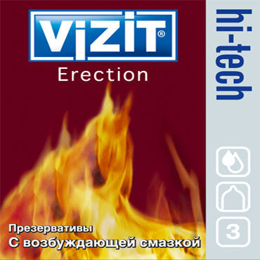 Vizit Hi-Tech Erection, Презервативы с возбуждающей смазкой Vizit Hi-Tech Erection, Презервативы с возбуждающей смазкой