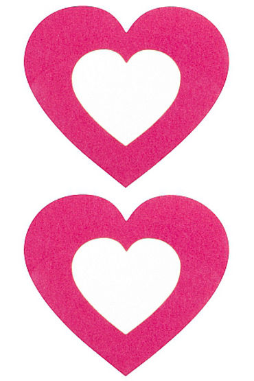 Shots Toys Nipple Sticker Open Hearts, розовые, Пэстисы в форме сердечек, с отверстиями для сосков Shots Toys Nipple Sticker Open Hearts, розовые, Пэстисы в форме сердечек, с отверстиями для сосков