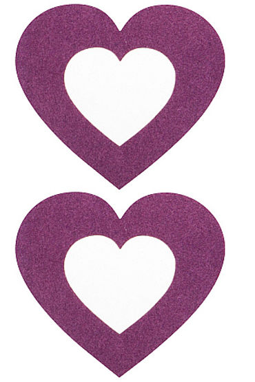 Shots Toys Nipple Sticker Open Hearts, фиолетовые, Пэстисы в форме сердечек, с отверстиями для сосков Shots Toys Nipple Sticker Open Hearts, фиолетовые, Пэстисы в форме сердечек, с отверстиями для сосков