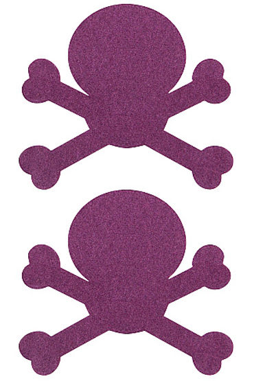 Shots Toys Nipple Sticker Skull, фиолетовые, Пэстисы в форме черепов Shots Toys Nipple Sticker Skull, фиолетовые, Пэстисы в форме черепов