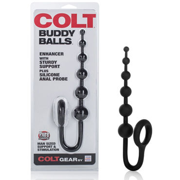California Exotic Colt Buddy Balls, черная, Анальная цепочка с эрекционным кольцом California Exotic Colt Buddy Balls, черная, Анальная цепочка с эрекционным кольцом