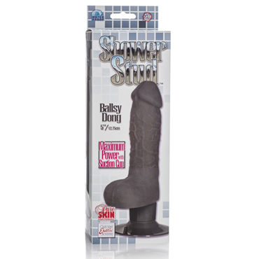 California Exotic Shower Stud Ballsy Dong, черный - Вибратор реалистичной формы - купить в секс шопе California Exotic Shower Stud Ballsy Dong, черный - Вибратор реалистичной формы - купить в секс шопе