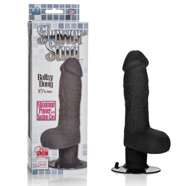 California Exotic Shower Stud Ballsy Dong, черный, Вибратор реалистичной формы California Exotic Shower Stud Ballsy Dong, черный, Вибратор реалистичной формы