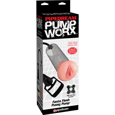 Pipedream Pump Worx Fanta Flesh Pussy Pump, Вакуумная помпа с мастурбатором Pipedream Pump Worx Fanta Flesh Pussy Pump, Вакуумная помпа с мастурбатором