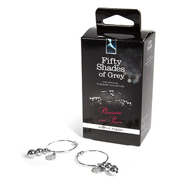 Fifty Shades of Grey Pleasure and Pain Nipple Rings - Украшения для сосков с подвесками - купить в секс шопе Fifty Shades of Grey Pleasure and Pain Nipple Rings - Украшения для сосков с подвесками - купить в секс шопе