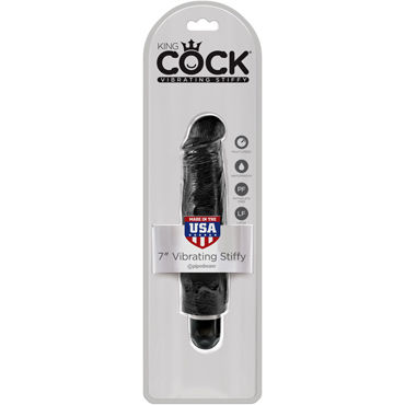 Pipedream King Cock 7'' Vibrating Stiffy, черный, Вибратор-реалистик водонепроницаемый Pipedream King Cock 7'' Vibrating Stiffy, черный, Вибратор-реалистик водонепроницаемый