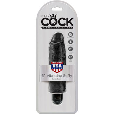 Pipedream King Cock 6'' Vibrating Stiffy, черный, Вибратор-реалистик водонепроницаемый Pipedream King Cock 6'' Vibrating Stiffy, черный, Вибратор-реалистик водонепроницаемый