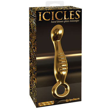 Pipedream Icicles Gold Edition G04, золотой, Стеклянный анальный стимулятор Pipedream Icicles Gold Edition G04, золотой, Стеклянный анальный стимулятор