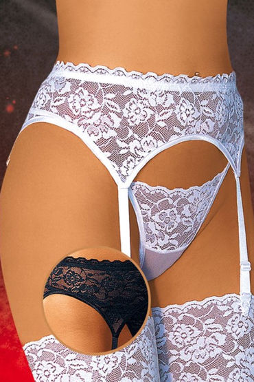 Soft Line пояс и стринги, белые Красивый кружевной комплект