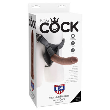 Pipedream King Cock Strap-on Harness Cock 20 см, коричневый Страпон со съемной насадкой пояс для страпона strap u flaunt strap on harness system