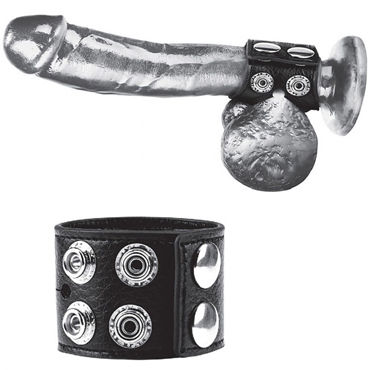 Blue Line 1,5 Cock Ring With Ball Strap, черный Ремень для члена и мошонки из экокожи blue line cock ring with 1 ball stretcher and optional weight ring черный болстретчер на кнопках с кольцом для грузов