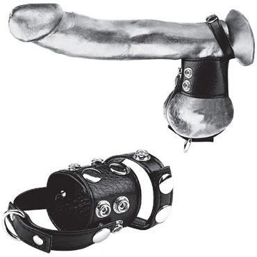 Blue Line Cock Ring With 1,5 Ball Stretcher and Optional Weight Ring, черный Болстретчер на кнопках с кольцом для грузов blue line cock ring with 1 ball stretcher and optional weight ring черный болстретчер на кнопках с кольцом для грузов