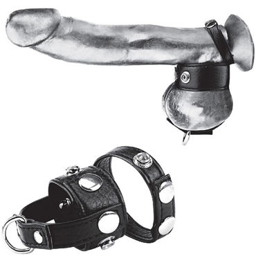 Blue Line Cock Ring With 1 Ball Stretcher and Optional Weight Ring, черный Болстретчер на кнопках с кольцом для грузов blue line cock ring with 1 ball stretcher and optional weight ring черный болстретчер на кнопках с кольцом для грузов