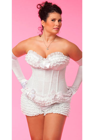 Coquette White Cloud Корсет с многослойными оборками рубашка в мелкий горошек