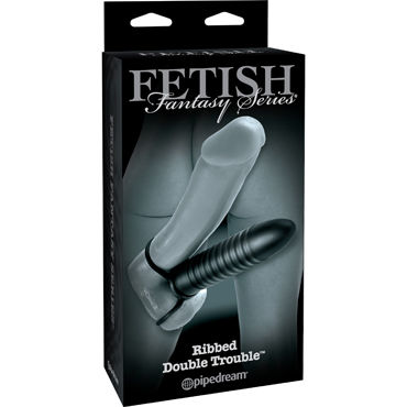 Pipedream Ribbed Double Trouble Безремневый страпон для двойного проникновения