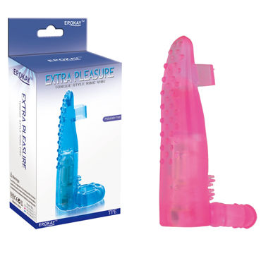 Erokay Extra Pleasure Tongue Style Ring Vibe, прозрачная Насадка на пенис в форме языка