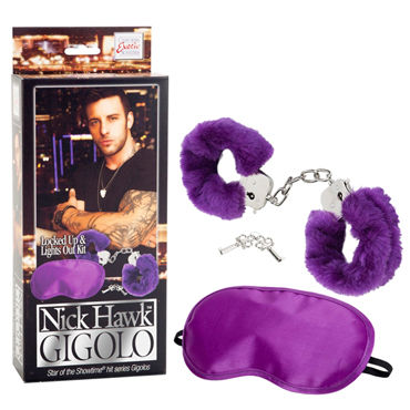 California Exotic Nick Hawk Gigolo Locked UpLights Out Kit Набор, наручники и маска