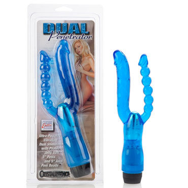 California Exotic Dual Penetrator, голубой Двухголовый вибратор